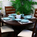 Fleur De Lys 20-Piece Traditional Turquoise Stoneware Dinnerware Set (Service for 4)