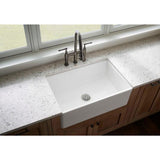 Explore Farmhouse Apron Front Fireclay 30 in. Single Bowl Kitchen Sink in Gloss White