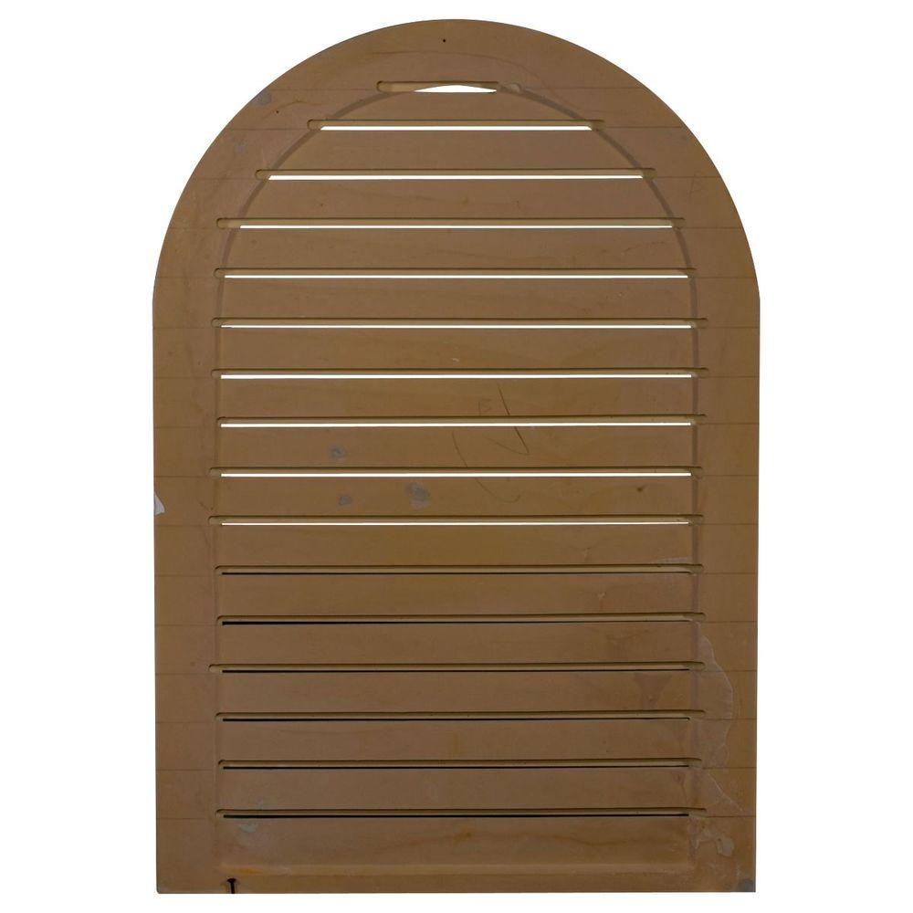 22 in. x 32 in. Round Top Primed Polyurethane Paintable Gable Louver Vent - Super Arbor