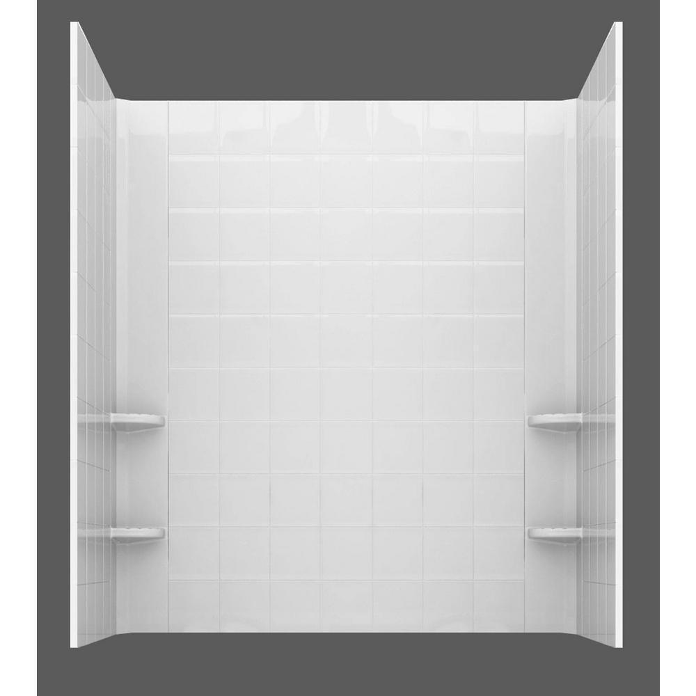 Rampart Nova Heated 3.9 ft. Walk-in Whirlpool Bathtub with 6 in. Tile Easy Up Adhesive Wall Surround in White - Super Arbor