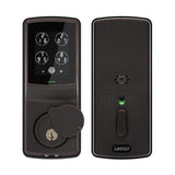 Secure Venetian Bronze Single-Cylinder Smart Alarmed Lock Deadbolt with Keypad, Bluetooth and Discrete PIN Code Input - Super Arbor