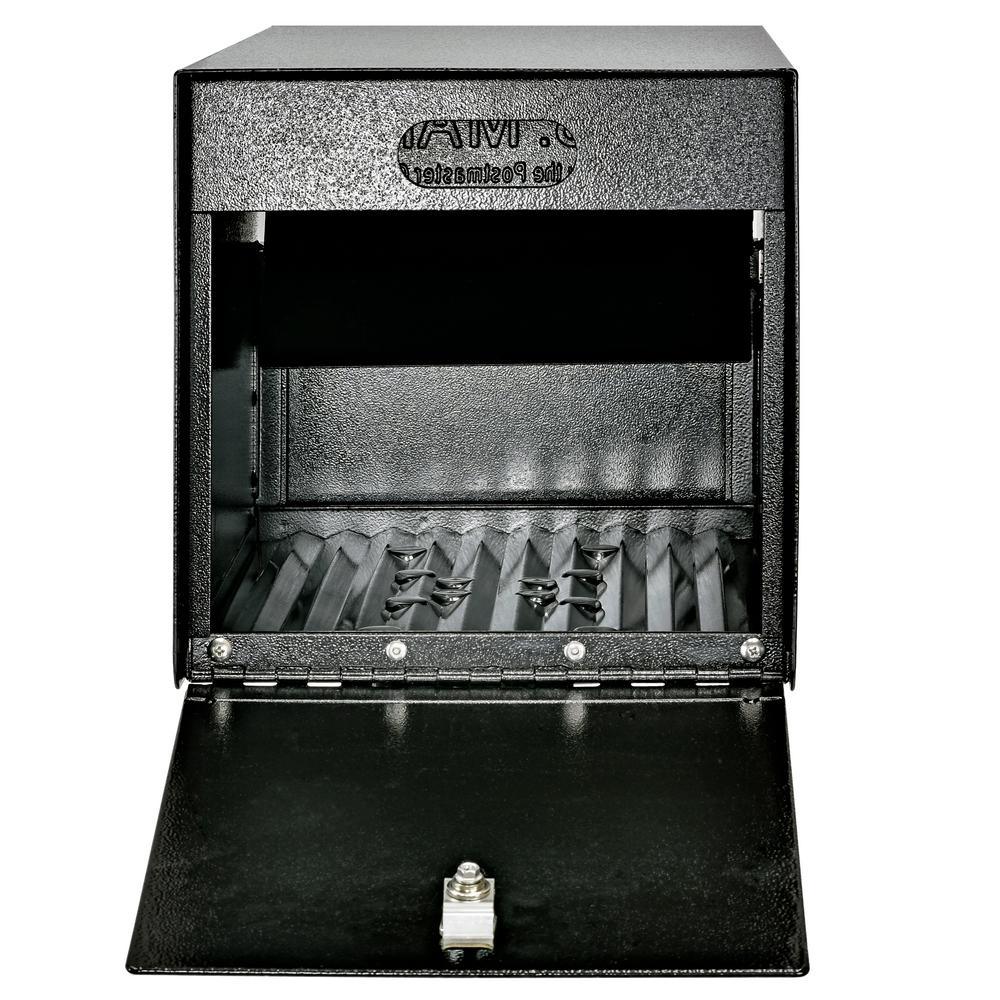 Mail Manager Street Safe Black Post-Mount Mailbox with High Security Reinforced Rear Locking System - Super Arbor
