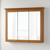 36-5/8 in. W x 29-1/4 in. H Fog Free Framed Surface-Mount Tri-View Bathroom Medicine Cabinet in Oak