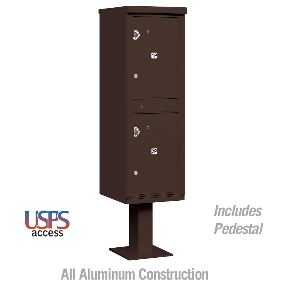 Outdoor Parcel Locker with 2 Compartments in Bronze with USPS Access