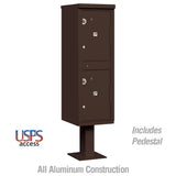 Outdoor Parcel Locker with 2 Compartments in Bronze with USPS Access