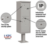 Outdoor Parcel Locker with 2 Compartments in Gray for USPS Access