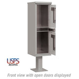 Outdoor Parcel Locker with 2 Compartments in Gray for USPS Access