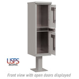 Salsbury 3300 Series USPS Outdoor Parcel Locker, 2 Compartments, Gray, 16" W x 62" H x 18" D