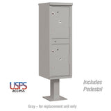 Salsbury 3300 Series USPS Outdoor Parcel Locker, 2 Compartments, Gray, 16" W x 62" H x 18" D