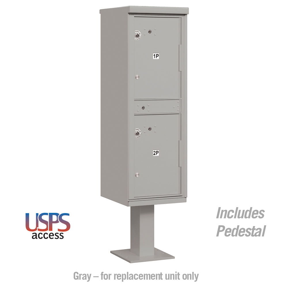 Outdoor Parcel Locker with 2 Compartments in Gray for USPS Access