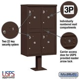 Outdoor Parcel Locker with 4 Compartments in Bronze - USPS Approved
