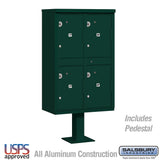 Outdoor Parcel Locker with 4 Compartments in Green - USPS Approved