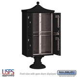 Regency Decorative Outdoor Parcel Locker with 4 Compartments in Black with USPS Access