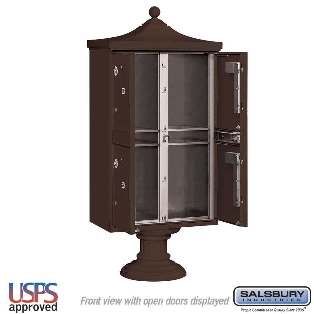 Regency Decorative Outdoor Parcel Locker with 4 Compartments in Bronze with USPS Access