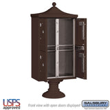 Regency Decorative Outdoor Parcel Locker with 4 Compartments in Bronze with USPS Access