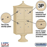 Regency Decorative Outdoor Parcel Locker with 4 Compartments in Sandstone with USPS Access