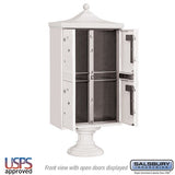 Regency Decorative Outdoor Parcel Locker with 4 Compartments in White and USPS Access