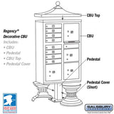 Regency Decorative Cluster Box Unit with 8 Doors and 4 Parcel Lockers in Black with USPS Access