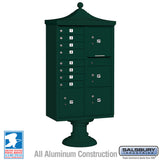 Regency Decorative Cluster Box Unit with 8 Doors and 4 Parcel Lockers in Green with USPS Access