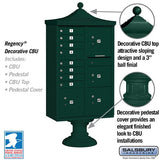 Regency Decorative Cluster Box Unit with 8 Doors and 4 Parcel Lockers in Green with USPS Access