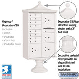 Regency Decorative Cluster Box Unit with 8 Doors and 4 Parcel Lockers in White with USPS Access