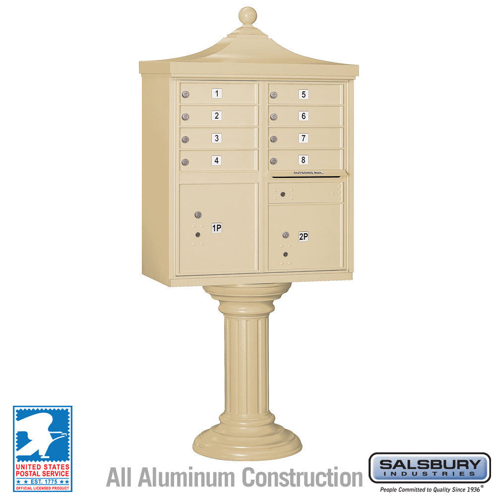 Regency Decorative Cluster Box Unit with 8 Doors and 2 Parcel Lockers in Sandstone