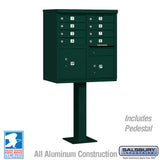 Cluster Box Unit with 8 Doors and 2 Parcel Lockers in Green with USPS Access