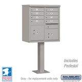 Cluster Box Unit with 8 Doors and 2 Parcel Lockers in Gray with USPS Access