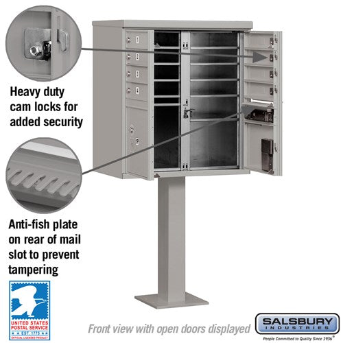 Cluster Box Unit with 8 Doors and 2 Parcel Lockers in Gray with USPS Access