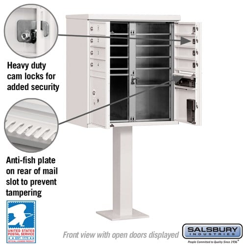 Cluster Box Unit with 8 Doors and 2 Parcel Lockers in White with USPS Access
