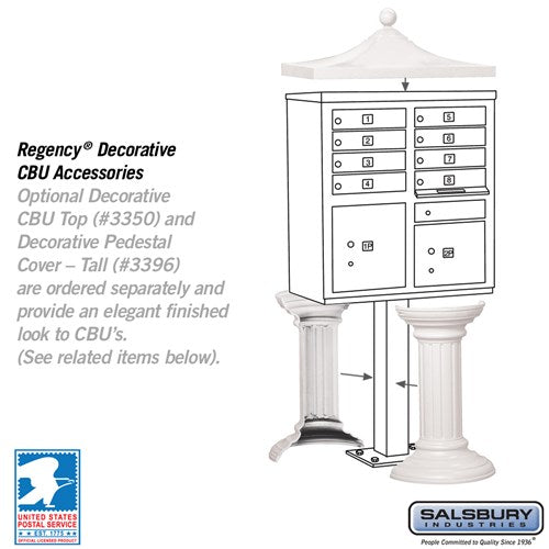 Cluster Box Unit with 8 Doors and 2 Parcel Lockers in White with USPS Access