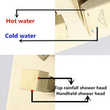 Shower System Wall Mounted with 10 in. Square Rainfall Shower head and Handheld Shower Head Set, Brushed Gold - Super Arbor