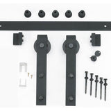 36 in. x 84 in. Canadian Hemlock Distressed Smoke Sliding Barn Door with Hardware Kit - Super Arbor