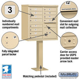 12-Door Cluster Box Unit with Parcel Locker in Sandstone
