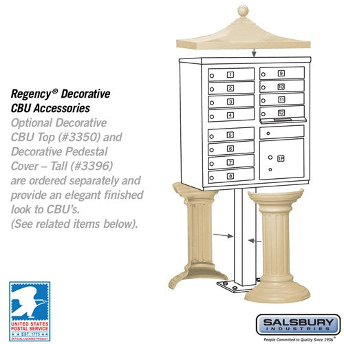 12-Door Cluster Box Unit with Parcel Locker in Sandstone