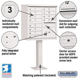 12-Door Cluster Box Unit with Parcel Locker in White with USPS Access