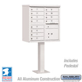 12-Door Cluster Box Unit with Parcel Locker in White with USPS Access