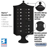 Salsbury Industries Regency Decorative Cluster Box Unit, 13 Doors with Parcel Locker, Black, USPS Access
