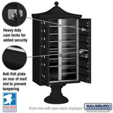 Regency Decorative Cluster Box Unit with 13 Doors and Parcel Locker in Black with USPS Access