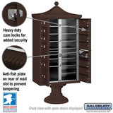 Regency Decorative Cluster Box Unit with 13 Doors and Parcel Locker in Bronze with USPS Access