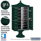 Regency Decorative Cluster Box Unit with 13 Doors and Parcel Locker in Green with USPS Access