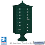 Regency Decorative Cluster Box Unit with 13 Doors and Parcel Locker in Green with USPS Access