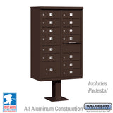 Cluster Box Unit with 13 Doors and Parcel Locker in Bronze with USPS Access