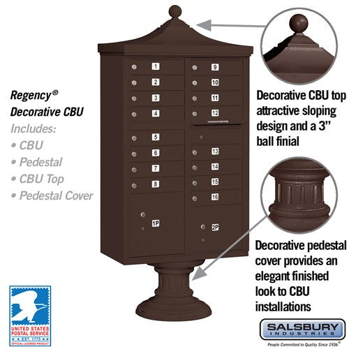 Cluster Box Unit with 8 Doors and 2 Parcel Lockers in Black with USPS Access