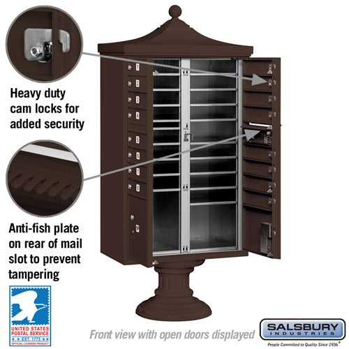 Cluster Box Unit with 8 Doors and 2 Parcel Lockers in Black with USPS Access