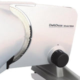 Premium Silver Electric Food Slicer with Tilted Food Carriage High Torque Motor Gear Drive with Stainless Steel Blade