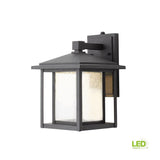 Black Outdoor Seeded Glass Dusk to Dawn Wall Lantern Sconce