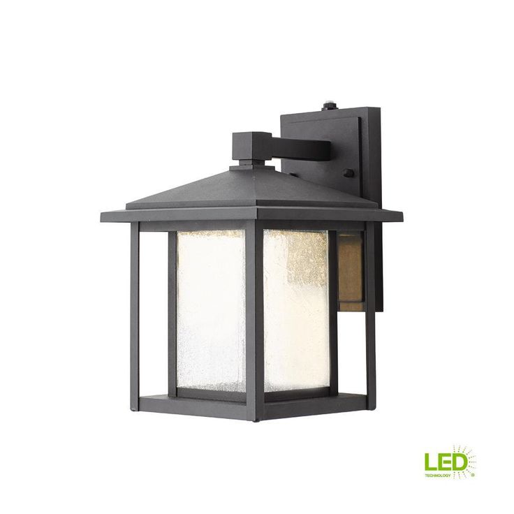 Black Outdoor Seeded Glass Dusk to Dawn Wall Lantern Sconce