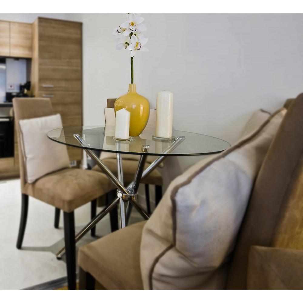 33 in. Clear Round Glass Table Top, 1/4 in. Thickness Tempered Flat Edge Polished - Super Arbor