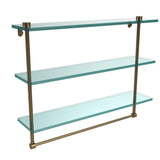22 in. L  x 18 in. H  x 5 in. W 3-Tier Clear Glass Bathroom Shelf with Towel Bar in Satin Chrome - Super Arbor